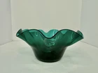 Vintage MCM Blenko Glass 3744-X Ruffled Bowl In Juniper 8.5” 1 Yr Color