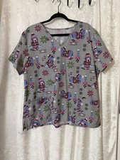 Women's XL Eeyore Print V-Neck Scrub Top
