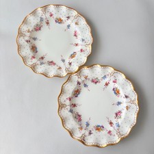 Royal Crown Derby Antoinette Dinner Plates Set of 2 Gold Trim