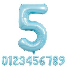 40 Inch light blue Number Balloons, Helium Mylar Foil Number Balloons for Bir...