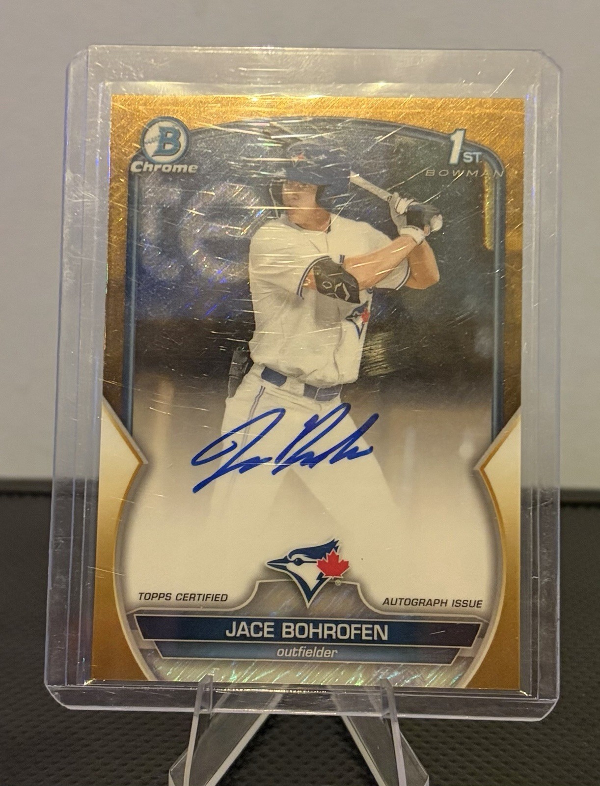 2023 Bowman Draft Chrome Prospect Autographs Jace Bohrofen Gold Shimmer /50 1st