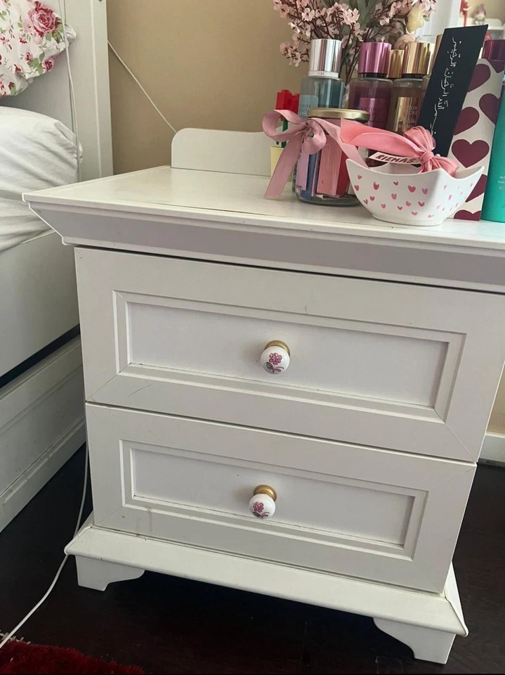 Mädchen Schlafzimmer Weiß, Bett, Schrank, Schreibtisch, Nacht Konsole, Kommode. - Bild 2 von 4