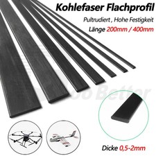 200/400mm CFK Carbon Flachstab Kohlefaser Flachprofil Pultrudiert 0,5-2mm St&auml;rke