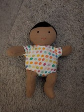 Lovevery Organic Cotton Baby Doll Plush Medium Dark Skin Black Hair 8  