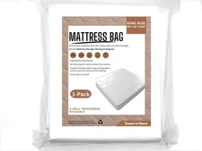 King Mattress Bags for Moving and Long Term King/Cal (1-Pack), White 