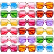 18 Pcs Women Sparkling Crystal Sunglasses Transparent Oversized Disco Glitter...