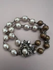 Miriam Haskell VTG Bracelet Baroque Pearl, Rhinestone, Brass Beads - Repair Need