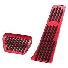 Red Brake and Gas Accelerator Pedal Covers Kit Anti Slip No Drilling Aluminum