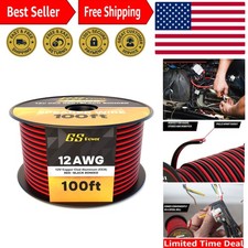 12 Gauge Wire - 100 Foot Copper Clad Aluminum Cable Roll, Red Black Bonded ...