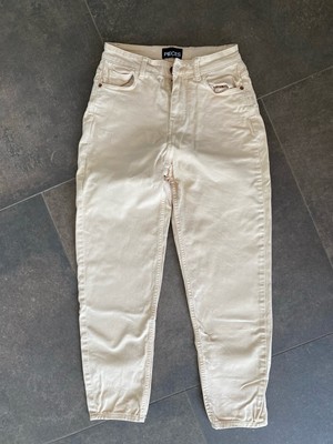 Pieces Jeans Damen Hose Denim Jeanshose 7/8 Länge beige Gr. S / 36