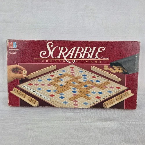 Vintage 1989 Milton Bradley Scrabble Crossword Board Game Complete w/ 100 Tiles