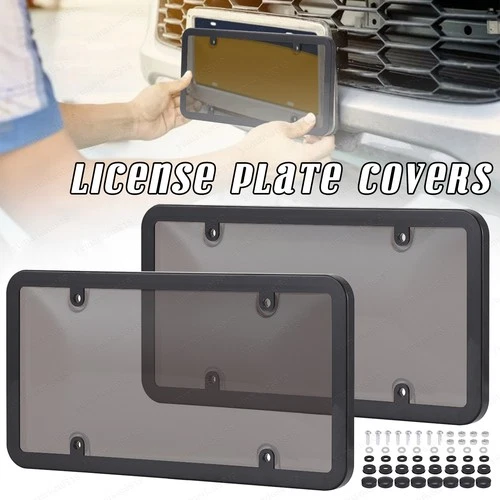 2 X Car License Plate Frame Covers Transparent Unbreakable License Plate Protect