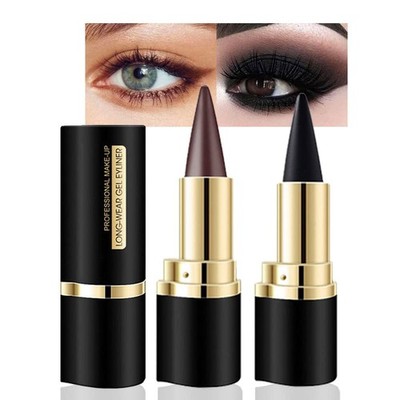 2Pcs Black Brown Gel Eyeliner Pencil, Waterproof Smudge-Proof Eye Liner