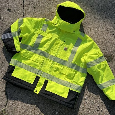 Carhartt Waterproof Jacket Men s 2XL Reflective Neon HV Safety 0j6694-m High Vis