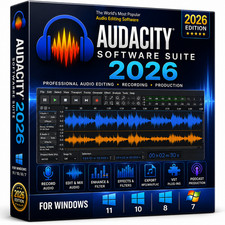 Audacity 2026 Software Professional Audio Music Editing Recording ~ Windows CD