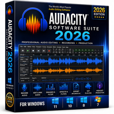 Audacity 2026 Software Professional Audio Music Editing Recording ~ Windows CD