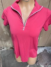 The Tailored Sportsman Coral Mauve Short Sleeve Riding 1/4 Zip Polo Shirt Sz S