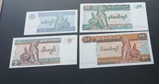 MYANMAR - 4 x Banknote - Banknote 1 + 5 + 20 + 50 Kyat - Unused