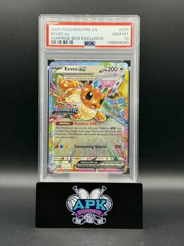 Pokemon Prismatic Evolutions Eevee ex 075/131 Surprise Box Stamped PSA 10