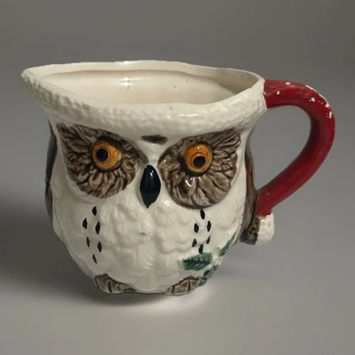 Vtg Christmas Enesco OWL Santa Creamer Cup Made In Japan