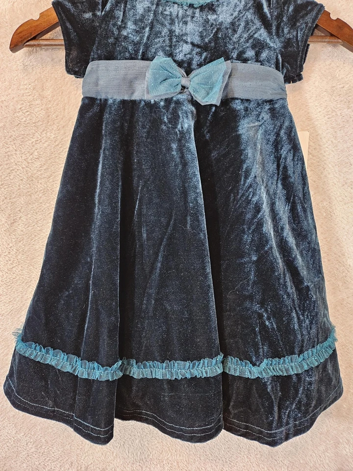 Goodlad of Philadelphia NWT Girls Dress 3T Green Velvet Holiday Party Sash READ - Image 3 of 4