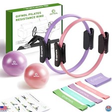 Pilates Ring and Ball Set - 14''  12'' Rings, 2 Balls, 5 Resistance Bands,