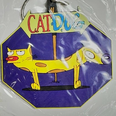 Nickelodeon Viacom 1998 CatDog Rubber Keychain Peter Hannan 3''W NEW OLD STOCK