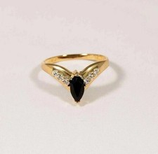 2Ct Marquise Lab Created Black Onyx Women's Wedding Ring 14k Yellow Gold Finish