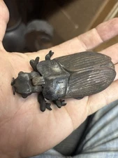  ANTIQUE ART DECO B&H BRADLEY HUBBARD USA CAST IRON SCARAB BUG MATCH SAFE HOLDER