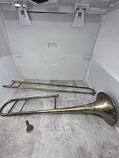 Antique RUDOLPH WURLITZER silver "The Lyrir" trombone COMPLETE mouthpiece Case