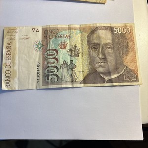 Christopher Columbus Currency Spain 5000 Pesetas 1992 Banknote Paper Money