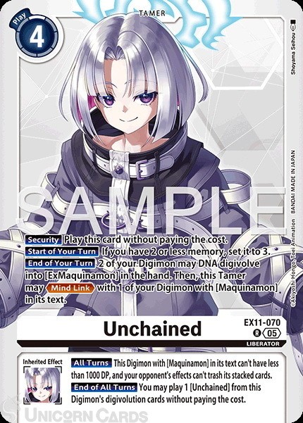 EX11-070 Unchained : Rare Digimon Card : EX11: Dawn of Liberator