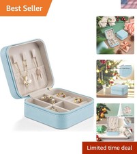 Elegant Faux Leather Travel Jewelry Box Organizer for Women - Compact Stylish