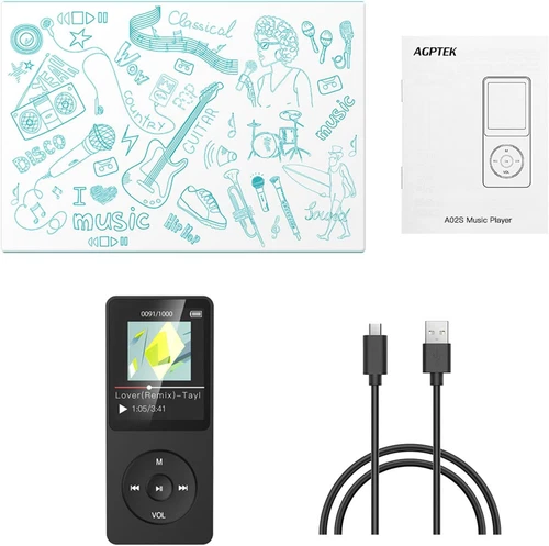 AGPTEK A02S 16GB MP3 Player, 70 Hours Playback Lossless Sound 16GB, Black - Picture 7 of 8