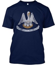 Vintage Louisiana State Flag T-Shirt Made in USA - Sizes S to 5XL navy