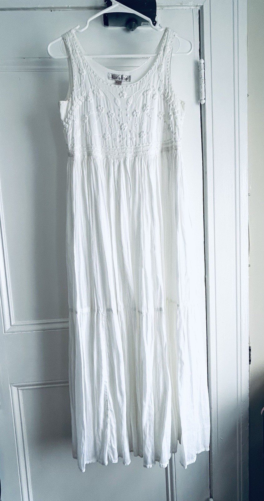 Vintage 70s-80s Karavan Embroidered Maxi Dress Boho India Size Small 