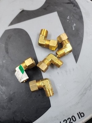 BRASS COMPRESSION FITTINGS 3/8 TUBE 90 DEGREE 1/4 INCH NPT THREAD QTY: 5
