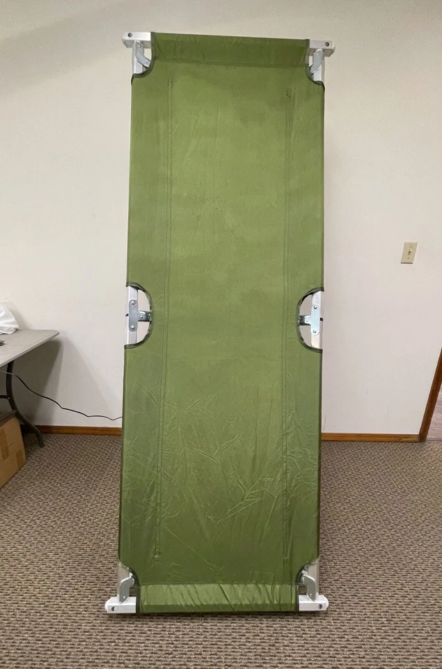 US Military Issue Compact Lightweight Foldable Aluminum Sleeping Cot - New - Image 2 of 4