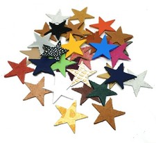 50pcs Geniune Leather star appliques leather die cut shape