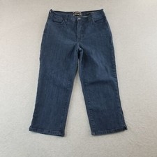 NYDJ Jeans Women's Sz 8 Dark Blue Wash Capri Curvy Fit Stretch Comfort Normcore