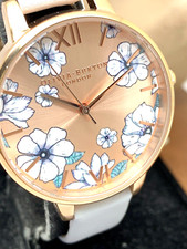 Olivia Burton Women's Watch OBW0706 Quartz Floral Dial Rose Gold Leather Band
