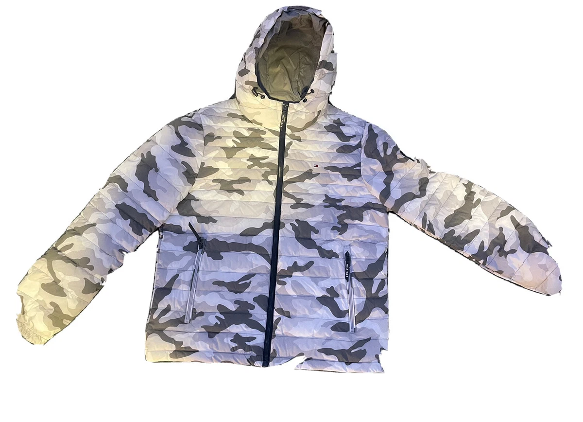 Tommy hilfiger men's ultra loft quilted stretch hooded puffer jacket top