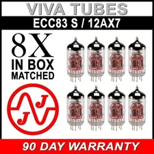 New Gain Matched Octet (8) JJ Electronics Tesla 12AX7 ECC83-S Vacuum Tubes