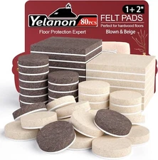 Yelanon Felt Furniture Pads - 80 Pcs Furniture Pads, Cuttable Felt Chair Pads...