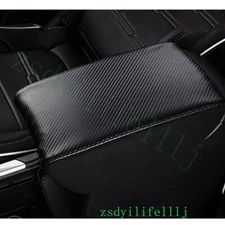 1xFor Honda CRV 17-22 Center Armrest Box Surface Cover Carbon fiber Black PU am