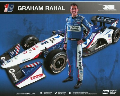 2018 INDY 500 GRAHAM RAHAL USA RLL RACING INDYCAR 8''X10'' HERO CARD 