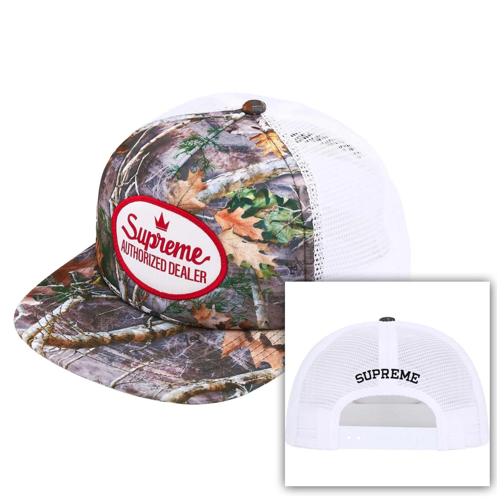 Chapeau camionneur camouflage Supreme SS25 dos maille 5 panneaux TrueTimber Kanati revendeur