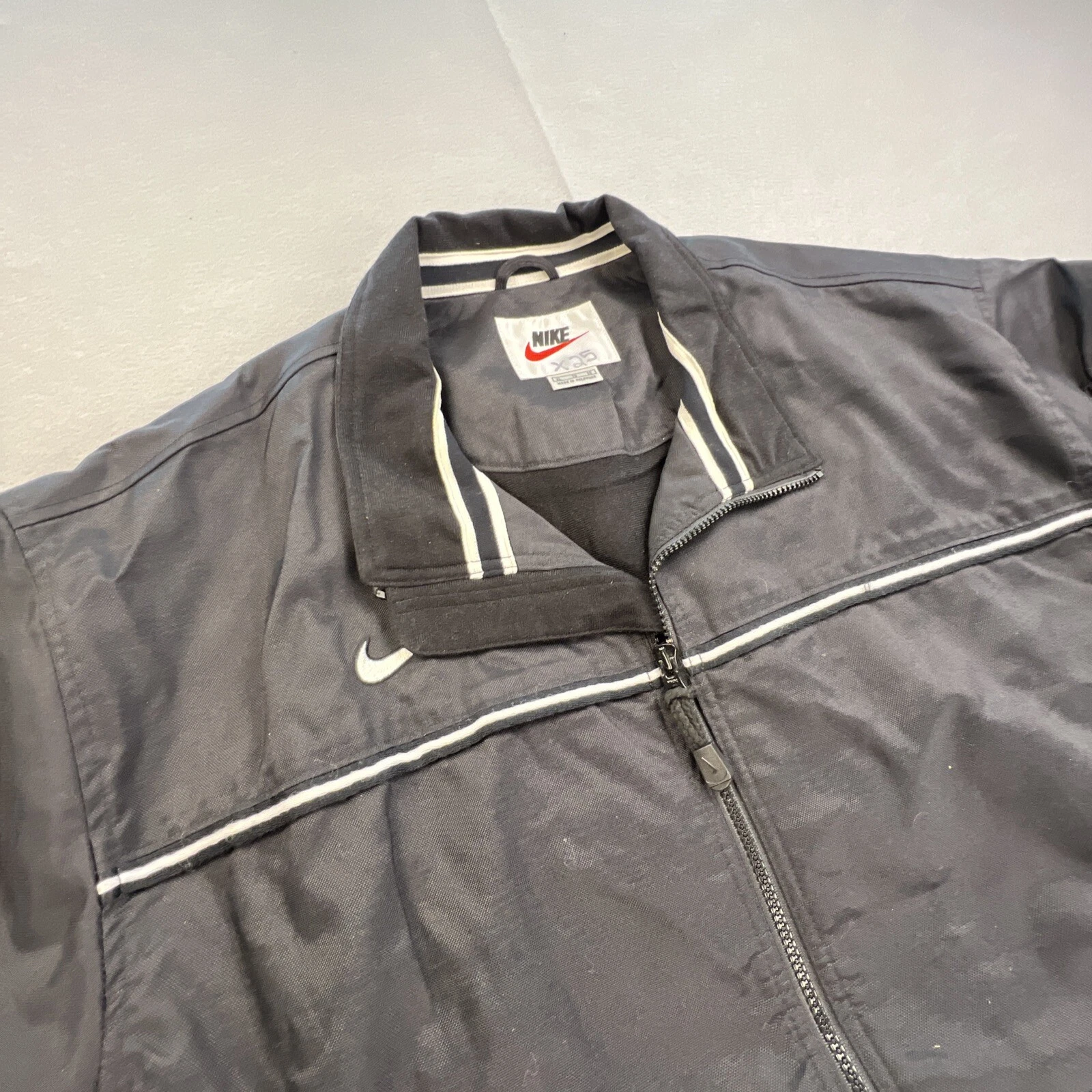 Vintage Nike Jacket Men’s XL Black Parka 90’s Team Sports Swoosh Logo Coat