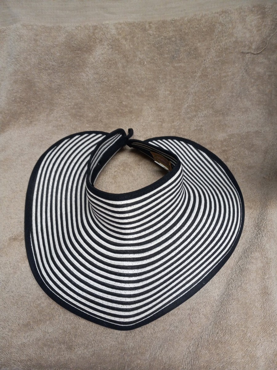 Womans - Black & White Striped Sun Hat - Adjustable | eBay display picture 3
