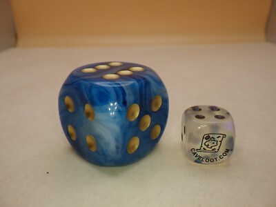 Jumbo 30mm D6 Phantom Teal with Gold Dice Extra Large RPG Tabletop Roleplay